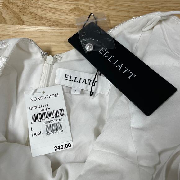 Elliatt NWT Paulette Sleeveless Chiffon Overlay Dress Ivory Size L Embroidered - Picture 6 of 11